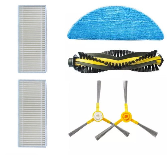 Zubehör-Set (Ersatzteile) für Tesvor T8 / S6 Modelle (1x Pad, 2x Seitenbürste, 2x Filter, 1x Hauptbürste)