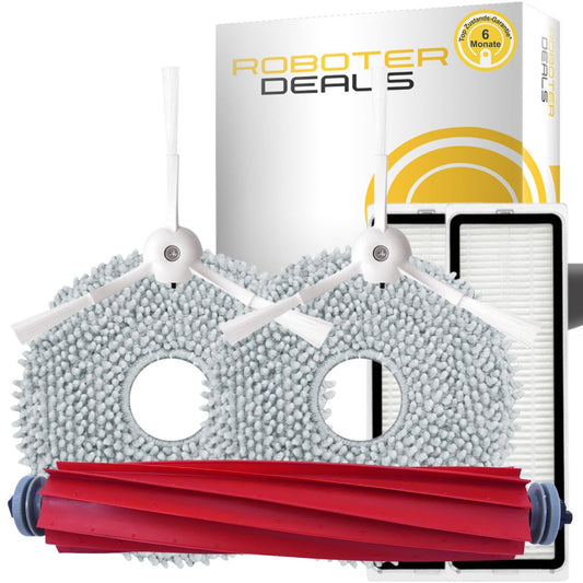 Zubehör Set, Ersatzteile für Roborock Q Revo MaxV (2x Filter, 2x Pad, 2x Seitenbürste in weiss, 1x Hauptbürste)