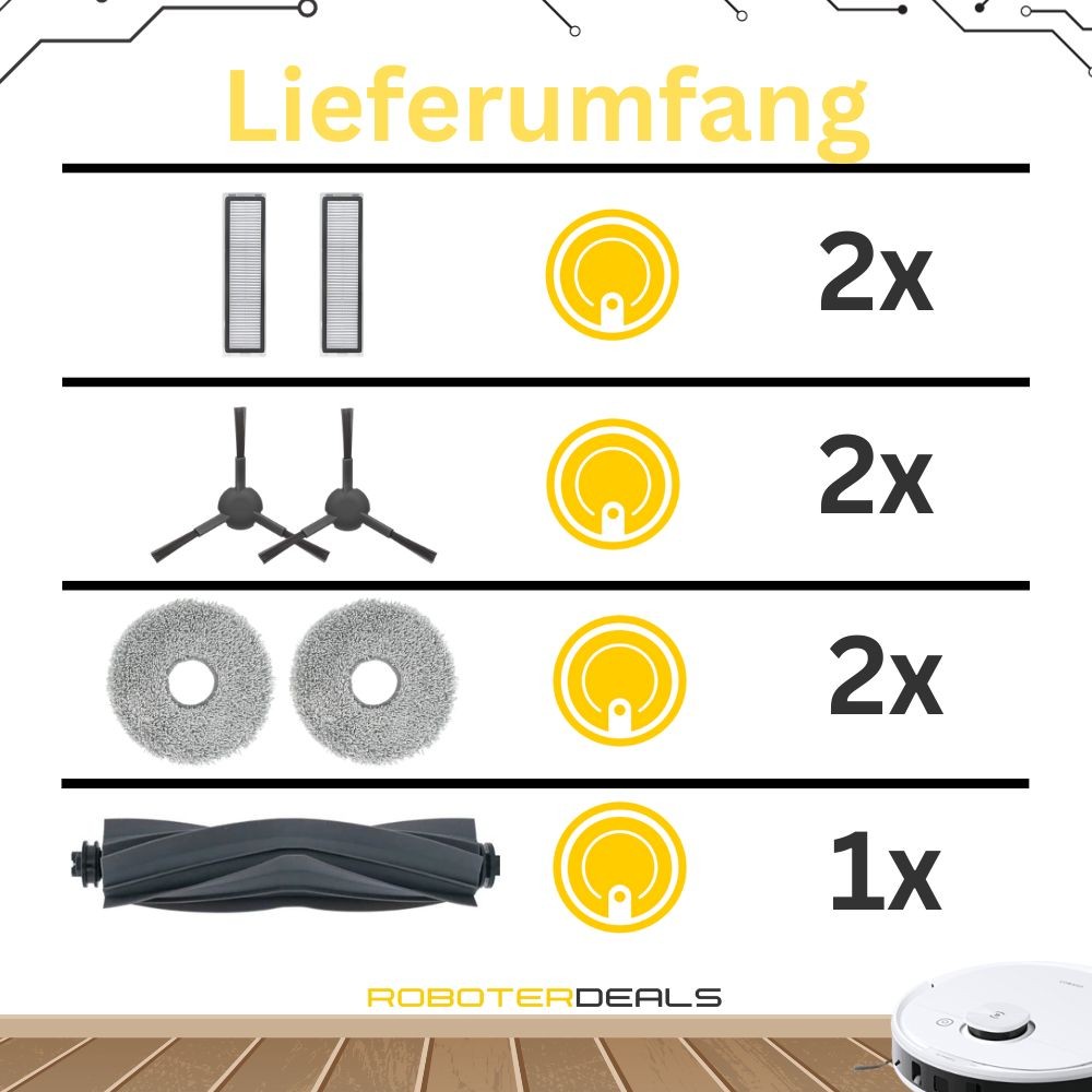 Zubehör Set, Ersatzteile für Dreame L20 Ultra Complete (2x Filter, 2x Seitenbürste, 2x Pad, 1x Hauptbürste)