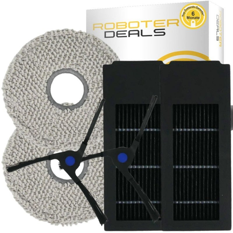 Zubehör Set, Ersatzteile für Ecovacs Deebot X2 COMBO (2x Seitenbürste, 2x Pad, 2x Filter)