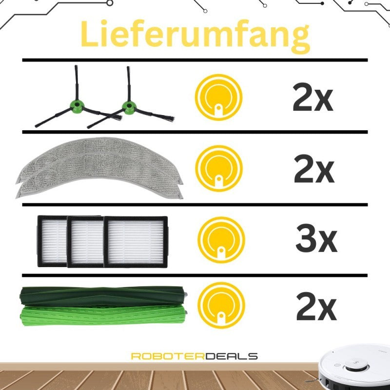 Zubehör Set, Ersatzteile Kit für iRobot Roomba Combo 10 Max (2x Hauptbürste, 2x Filter, 2x Seitenbürste, 2x Pad)