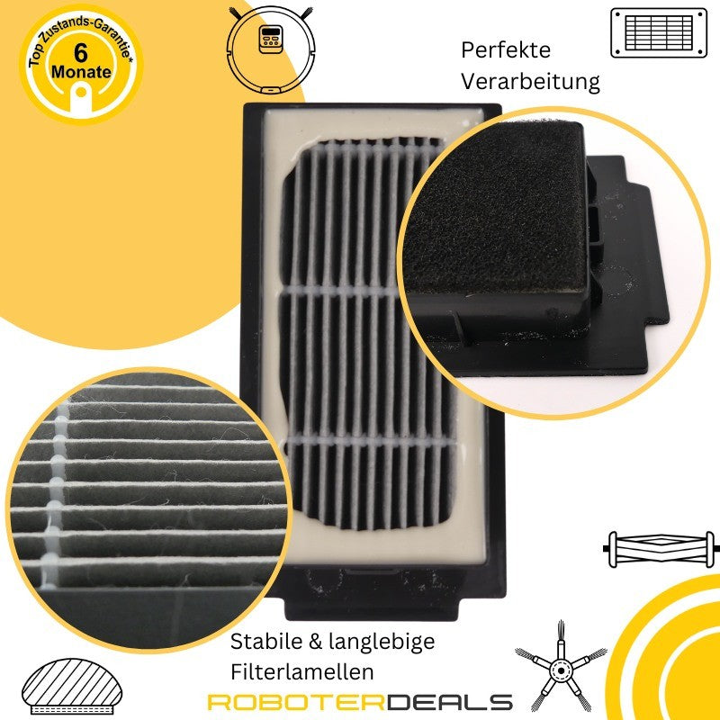 Zubehör Set, Ersatzteile für Ecovacs Deebot T50 Pro Omni, T50 Max Pro Omni (2x Filter, 2x Seitenbürste, 2x Pad, 1x Hauptbürste)