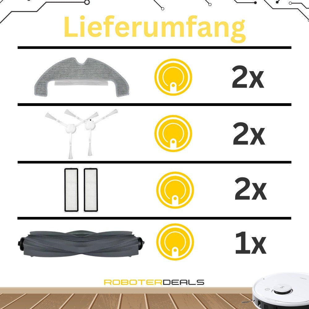 Zubehör Set, Ersatzteile Kit für Dreame D10 Plus Gen 2 (1x Hauptbürste, 2x Filter, 2x Pad, 2x Seitenbürste)