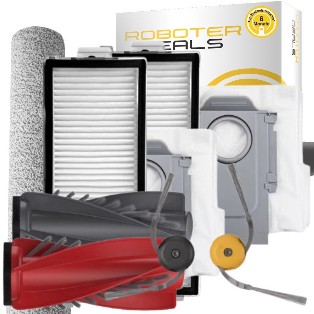 Zubehör Set für Roborock Qrevo Curv 2 Flow - Ersatzteile (1x Hauptbürste, 2x Filter, 2x Seitenbürste, 1x Wischbürste, 2x