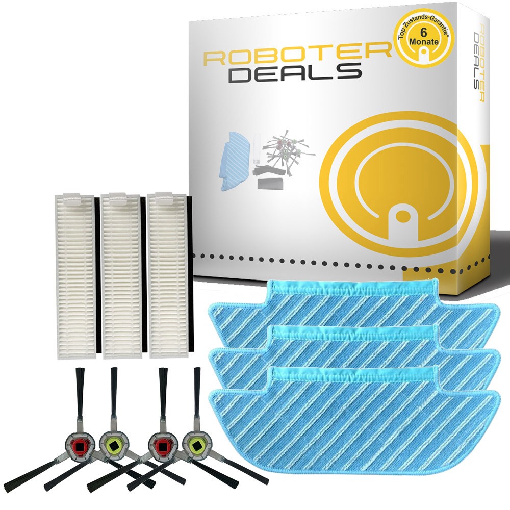 Zubehör Set, Ersatzteile Kit für Ecovacs Deebot Slim OZMO 10 (3x Pad, 4x Seitenbürste, 3x Filter)