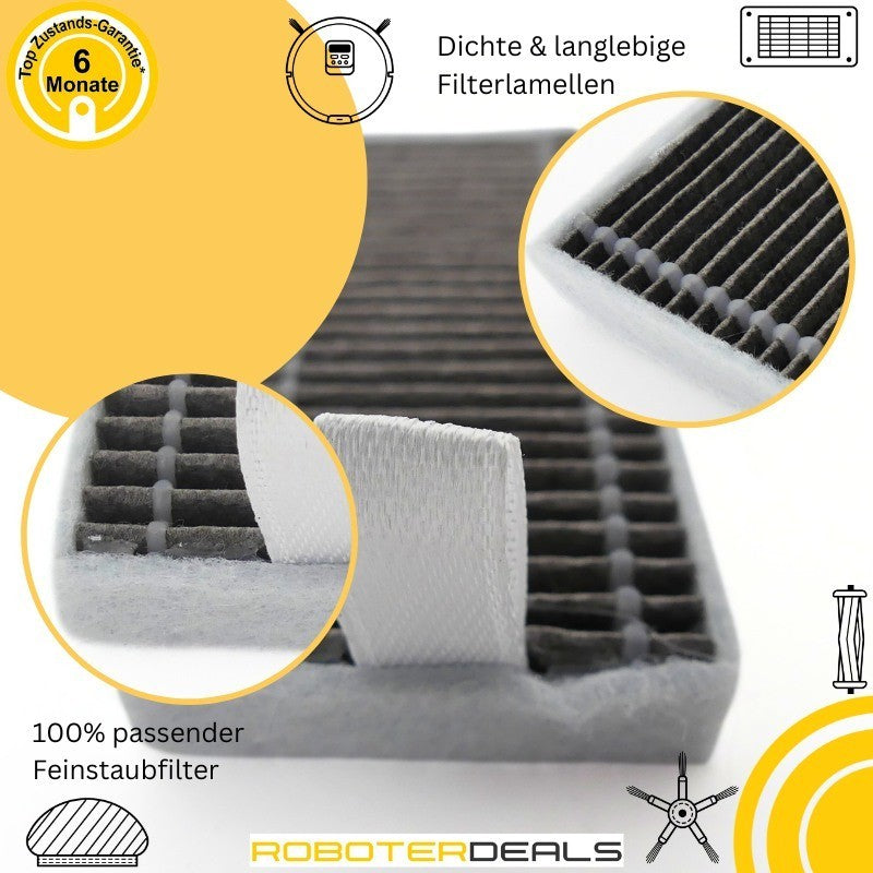Zubehör-Set für Ecovacs Deebot X12 OmniCyclone (6-teilig: Filter, Seitenbürsten, Wischbürste, Hauptbürste)