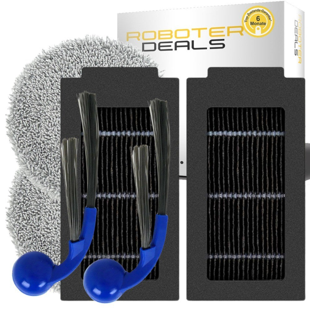 Zubehör Set, Ersatzteile Kit für Ecovacs Deebot T30e Omni (2x Filter, 2x Seitenbürste, 2x Pad)