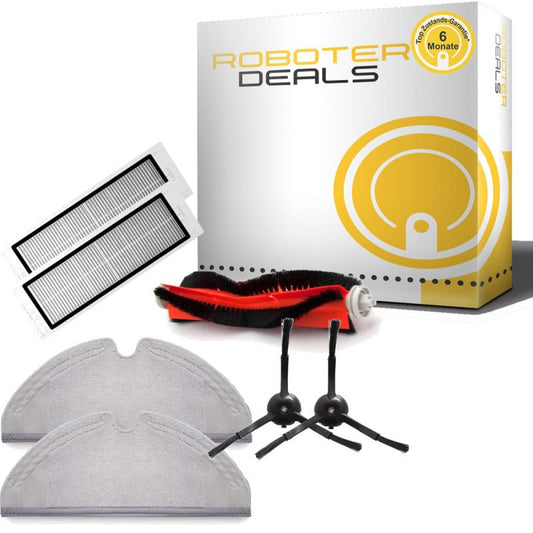 Zubehör Set, Ersatzteile Kit für Roborock E2, E3, E4 (2x Seitenbürsten, 2x Pad, 2x Filter, 1x Hauptbürste)