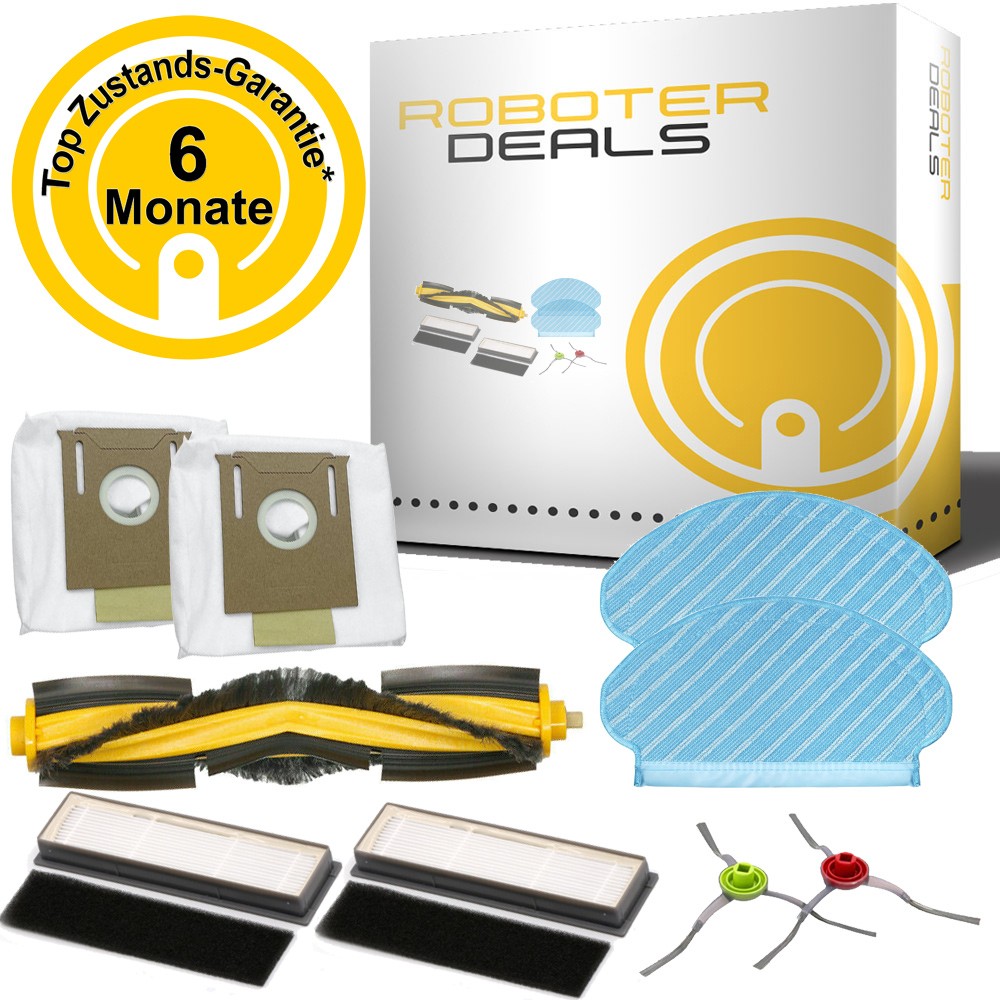 Zubehör Set, Ersatzteile Kit für Ecovacs Deebot T9 Plus (2x Staubbeutel, 2x Pad, 2x Filter, 2x Seitenbürsten, 1x Hauptbürste)