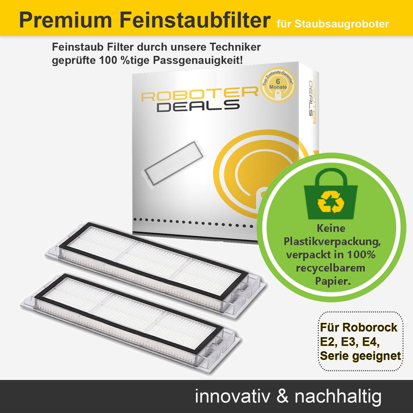 Feinstaub Filter (2 Stück) für Roborock E2, E3, E4
