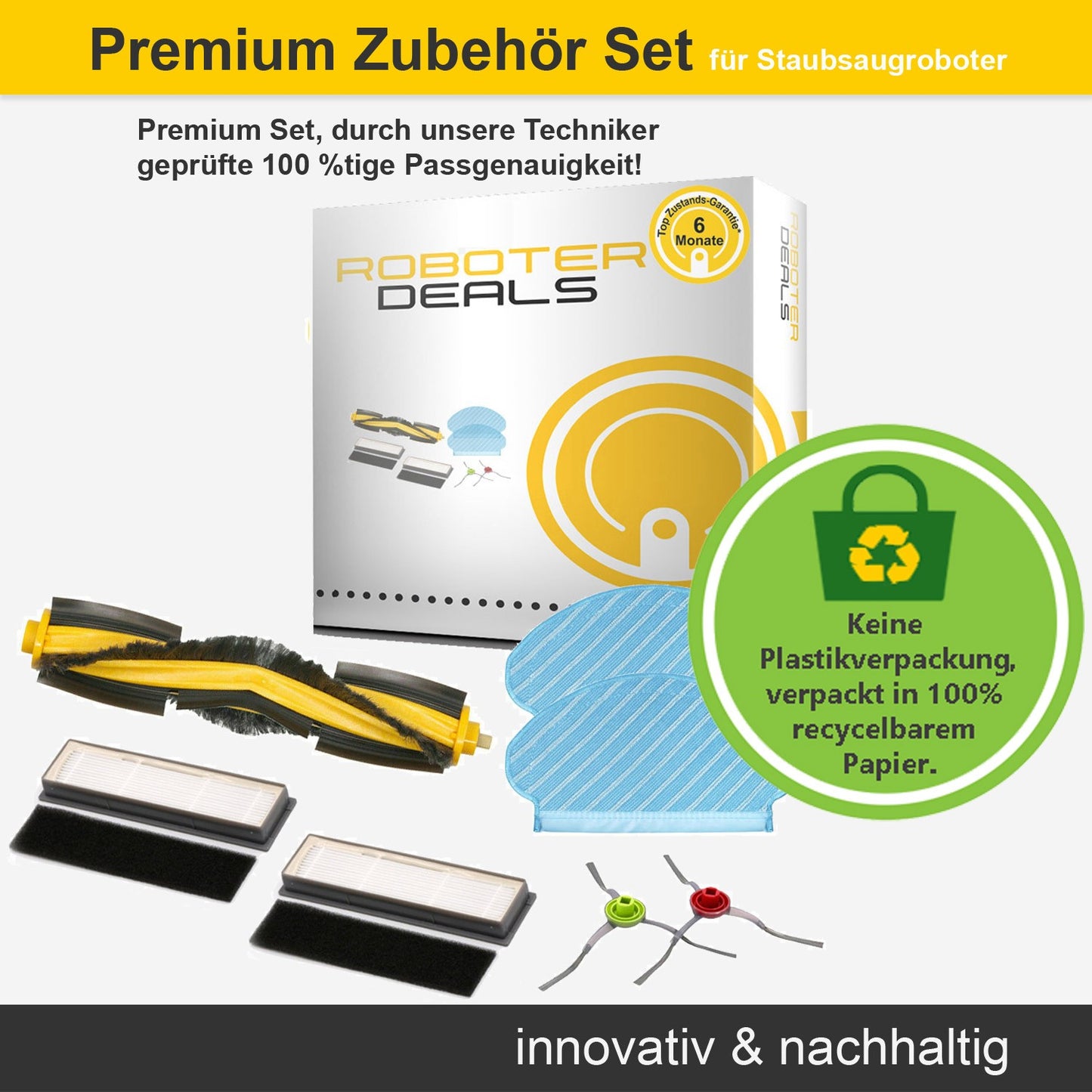 Zubehör Set, Ersatzteile Kit für Yeedi vac max (2x Pad, 2x Seitenbürste, 1x Hauptbürste, 2x Filter)