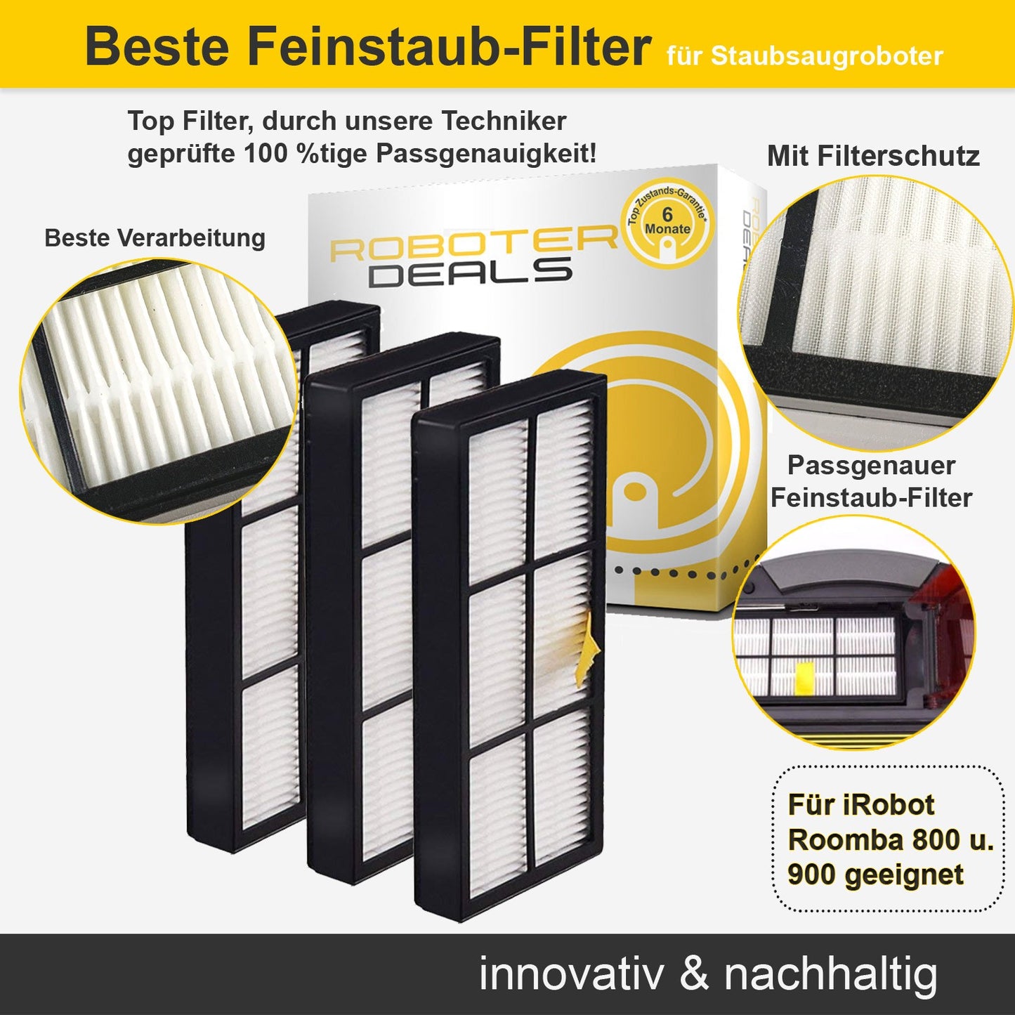 Feinstaubfilter für iRobot Roomba 800 & 900 Serie – 3 Stück