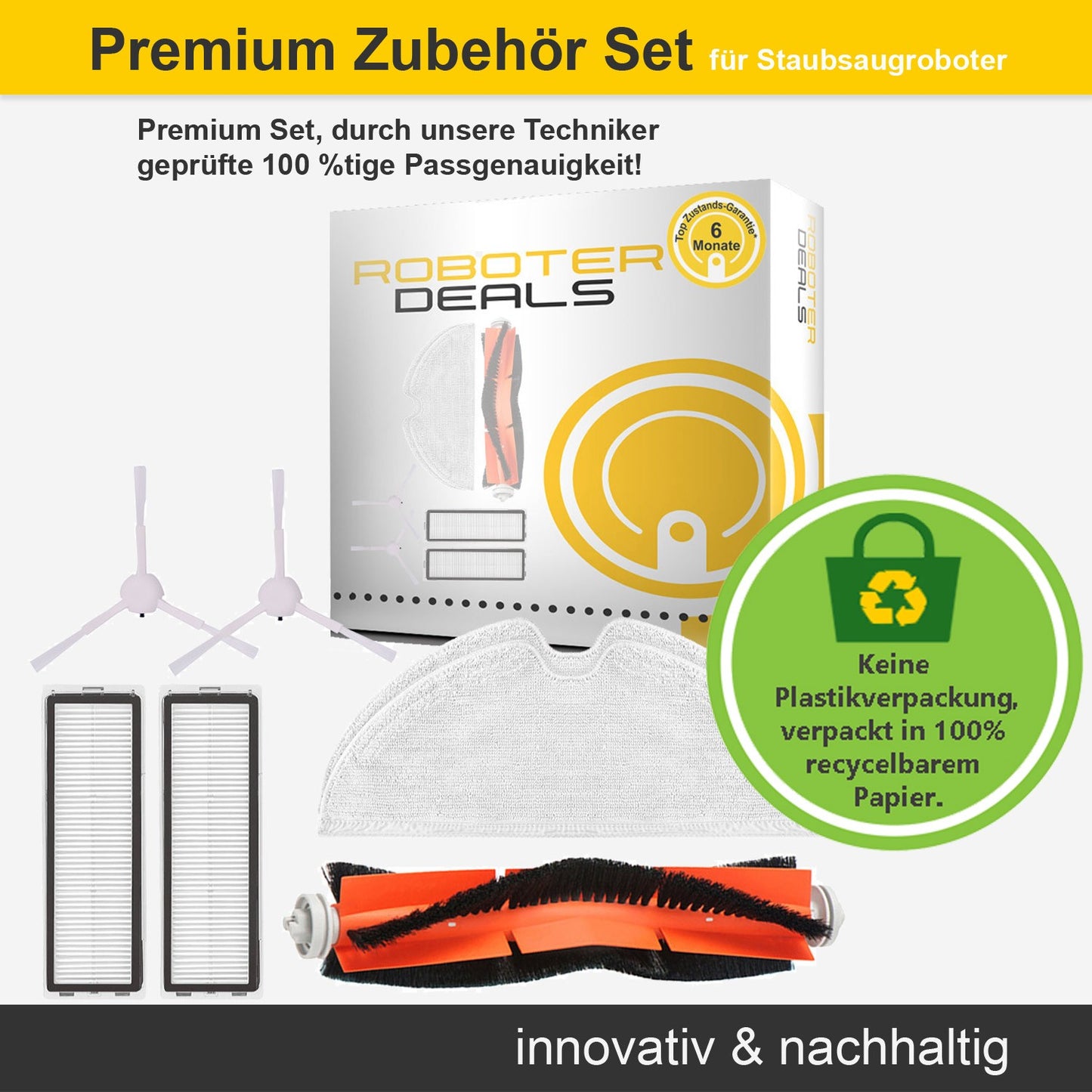 Zubehör Set, Ersatzteile Kit für Dreame L10 Pro (1x Hauptbürste, 2x Filter, 2x Pad, 2x Seitenbürste)