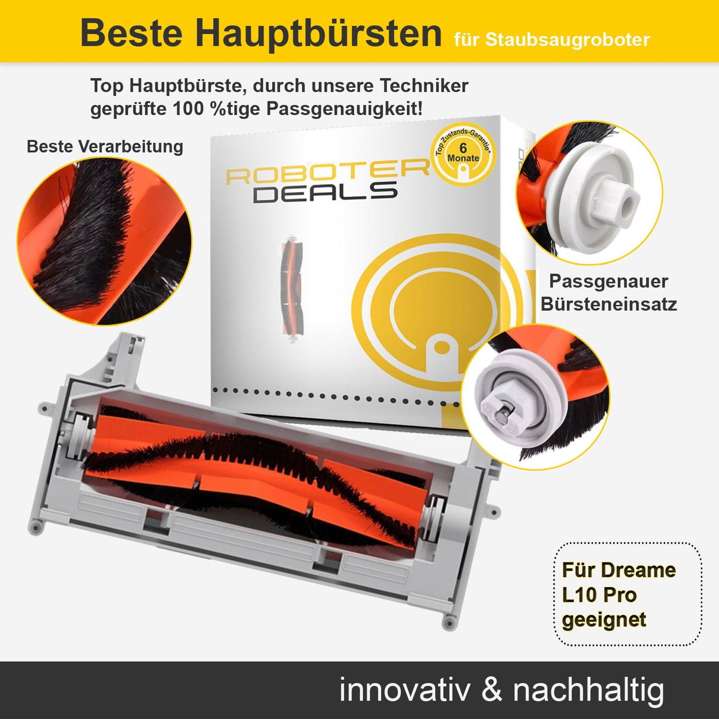 Zubehör Set, Ersatzteile Kit für Dreame L10 Pro (1x Hauptbürste, 2x Filter, 2x Pad, 2x Seitenbürste)