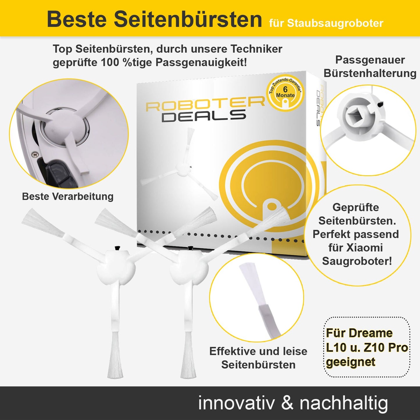 Zubehör Set, Ersatzteile Kit für Dreame Z10 Pro (1x Hauptbürste, 2x Filter, 2x Pad, 2x Seitenbürste)