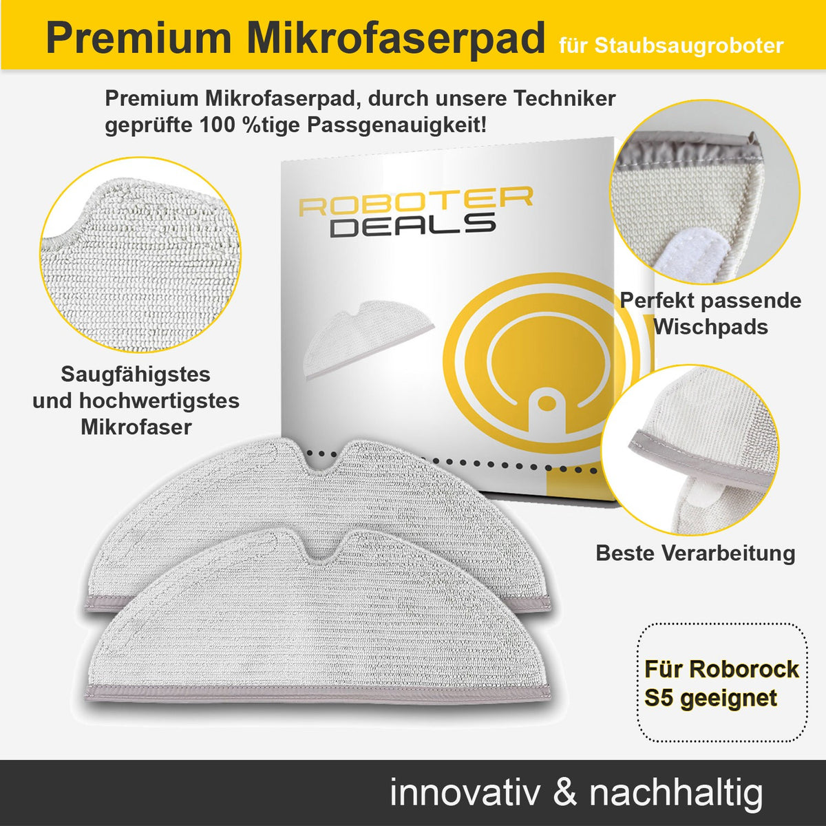 Zubehör Set, Ersatzteile für Roborock S5, S5 MAX, S6, S6 Pure, S6 MAX (1x Hauptbürste, 2x Seitenbürste, 2x Filter, 2x Pa