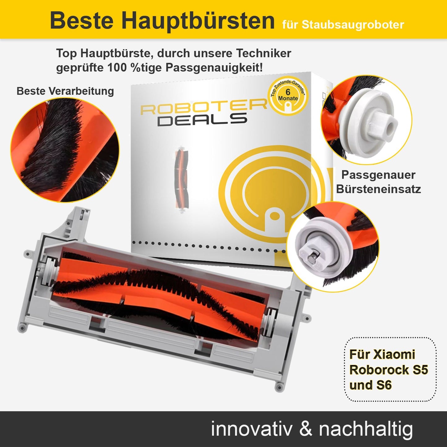 Zubehör Set für Roborock S6 / S6 MaxV / S6 Pure – Filter Bürsten Wischpads Seitenbürsten