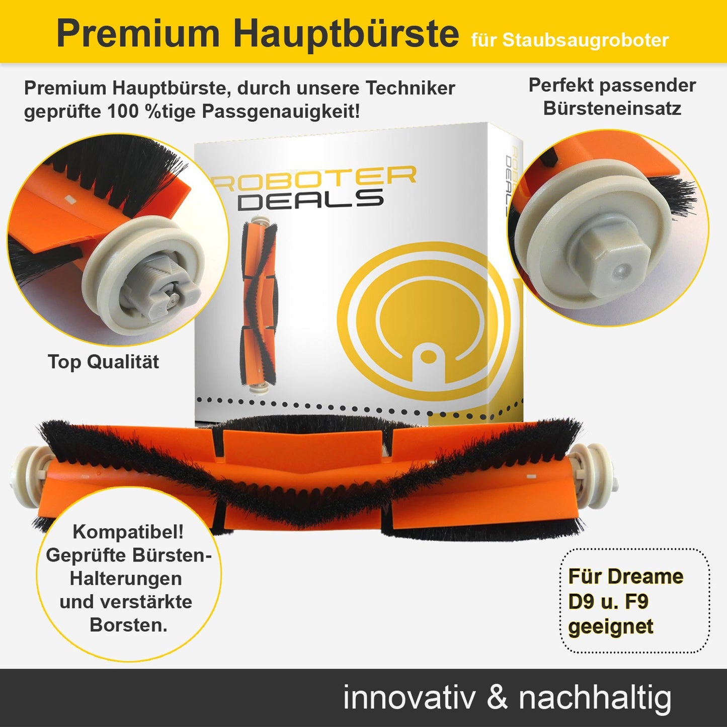 Zubehör Set, Ersatzteile Kit für Dreame F9, Dreame D9 u. Mistral (2x Filter, 1x Hauptbürste, 2x Pad, 2x Seitenbürste)