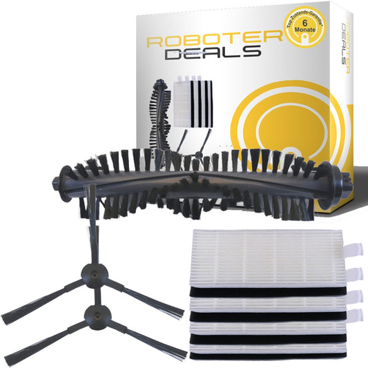 Zubehör Set, Ersatzteile Kit für ILIFE, ZACO A4 (1x Hauptbürste, 2 x Seitenbürste, 4 x Filter)