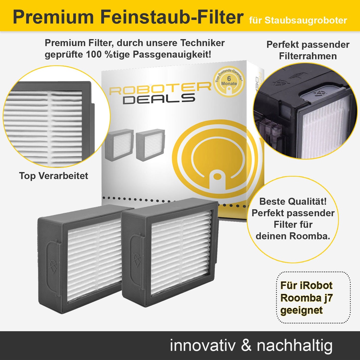 Zubehör Set, Ersatzteile Kit für iRobot Roomba j7 Plus (2x Seitenbürste, 2x Hauptbürste, 3x Filter, 2x Staubbeutel)