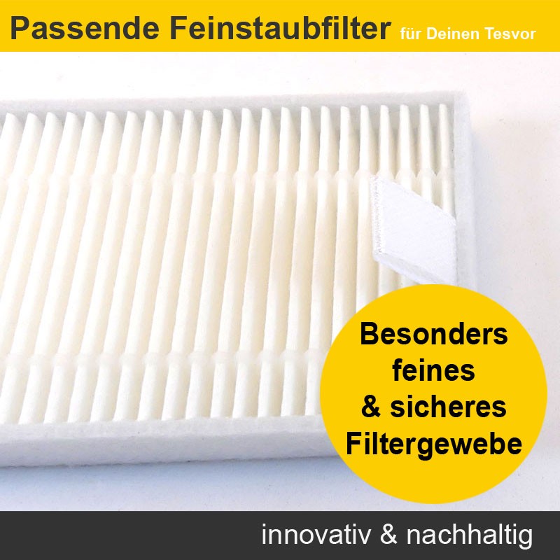 Zubehör Set (Ersatzteile) für Tesvor X500, X500Pro, T8, M1, S4, S6, A1 (2x Seitenbürsten, 1x Hauptbürste, 2x Filter)