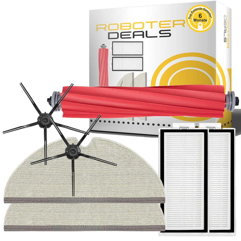 Zubehör Set, Ersatzteile Kit für Roborock Q7 Max u. Q7 Max Plus (2x Filter, 2x Wischpad, 2x Seitenbürste, 1x Hauptbürste)