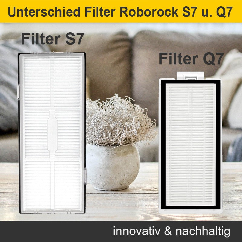 Zubehör Set, Ersatzteile Kit für Roborock Q7 Max u. Q7 Max Plus (2x Filter, 2x Wischpad, 2x Seitenbürste, 1x Hauptbürste)