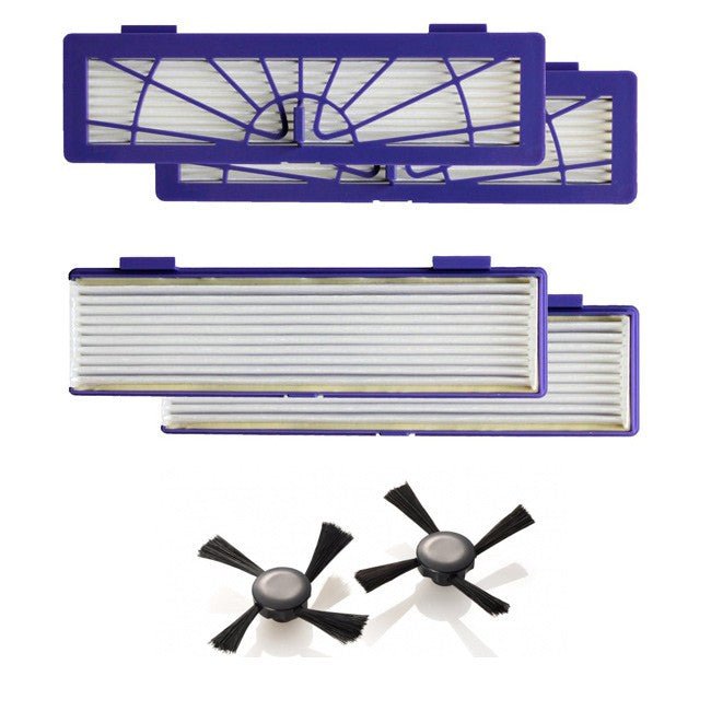 Zubehör Set, Ersatzteile Kit für Neato Botvac D Serie (2x Seitenbürsten, 4x Filter)