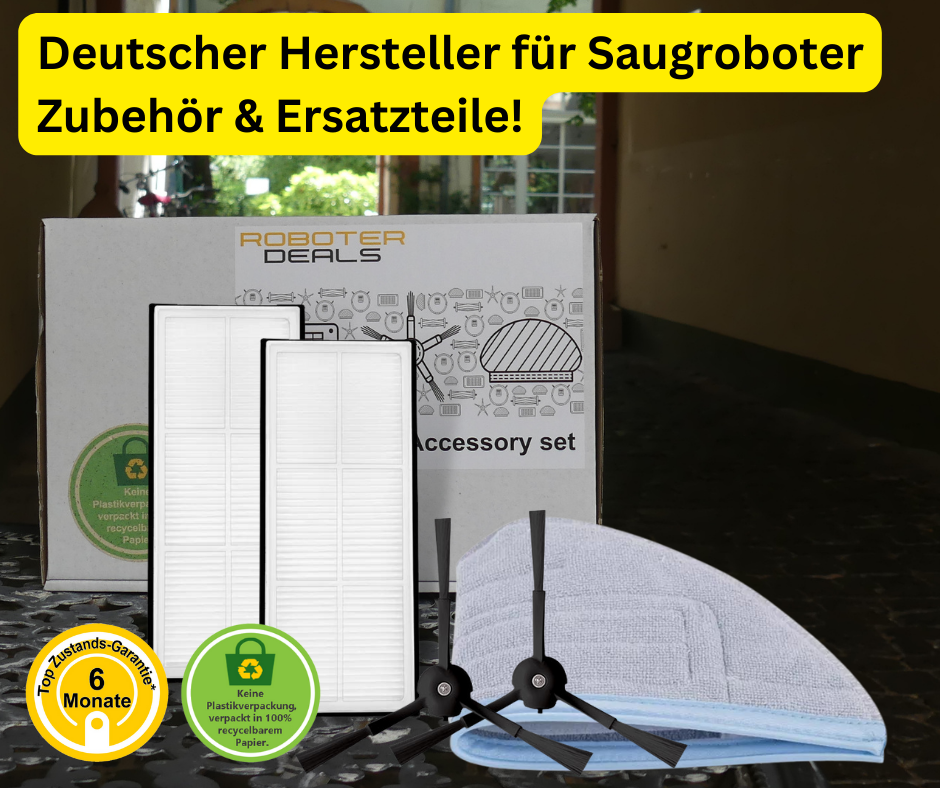 Zubehör Set, Ersatzteile Kit für Roborock S8, S8 Plus (2x Seitenbürste, 2x Pad, 2x Filter)