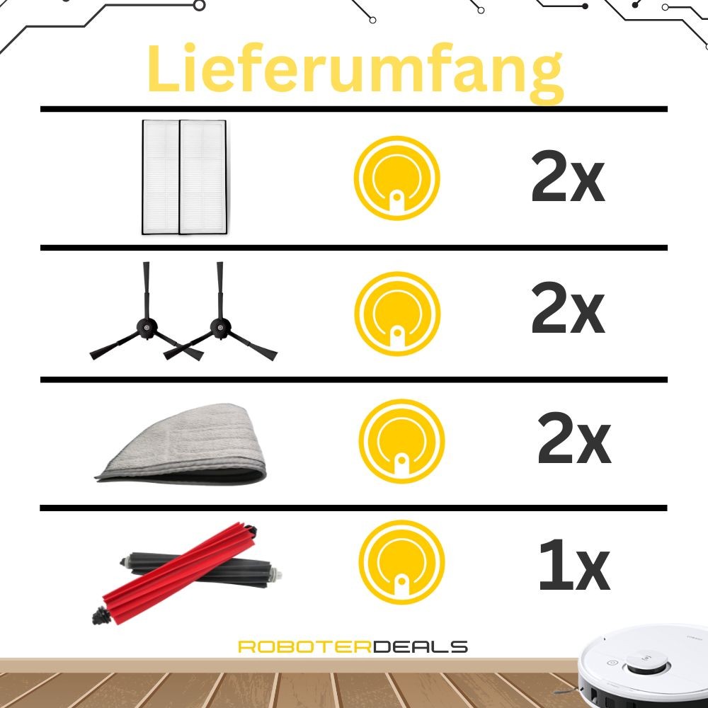 Zubehör Set für Roborock S8 Pro Ultra – Filter Bürsten Wischpads (8 Teile)