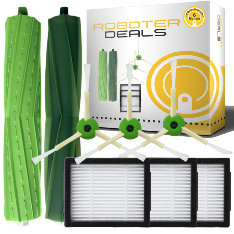 Zubehör Set, Ersatzteile Kit für iRobot Roomba i1, i3, i3 Plus und i4+ (3x Seitenbürsten, 3x Filter, 2x Hauptbürste)